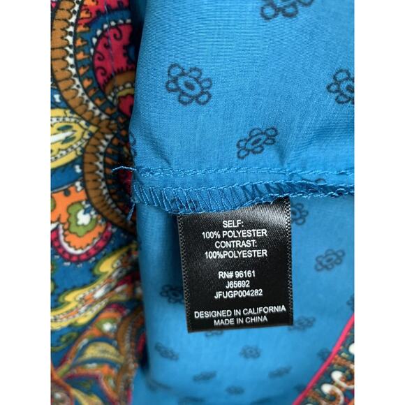 Bebop Boho Sheath Dress Turquoise‎ paisley Ladies small 3/4 sleeves - Picture 4 of 5